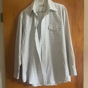 L.L. Bean Casual White and Blue Button Down Shirt